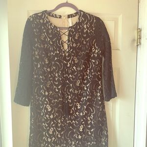Xhilaration black and gold patterned dress
